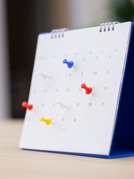 Calendario que marca las proyecciones del trabajo