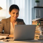 Persona estudiando una maestría de forma online